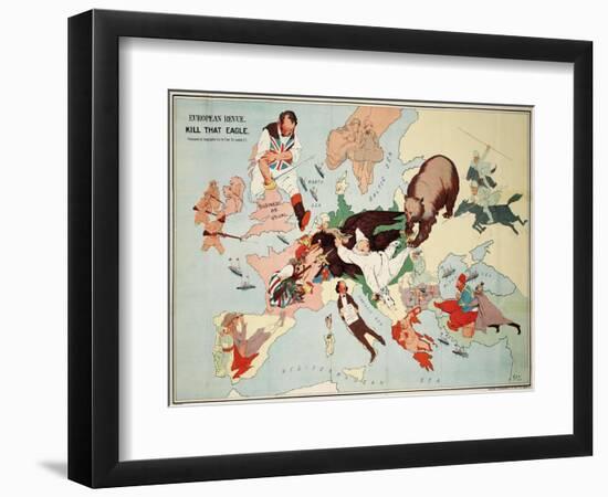 Satirical Map - European Revue - Kill That Eagle-null-Framed Giclee Print