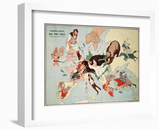 Satirical Map - European Revue - Kill That Eagle-null-Framed Giclee Print