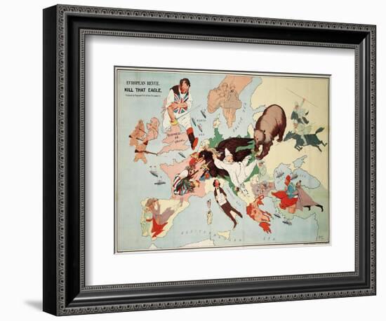 Satirical Map - European Revue - Kill That Eagle--Framed Giclee Print