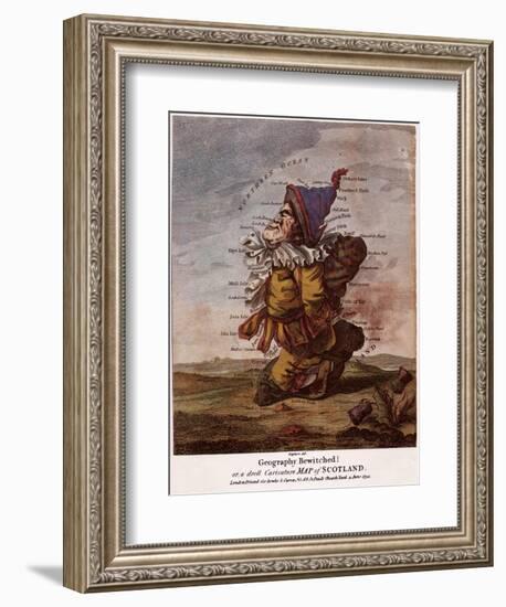 Satirical Map - Geography Bewitched Or, a Droll Caricature Map of Scotland-Robert Dighton-Framed Giclee Print