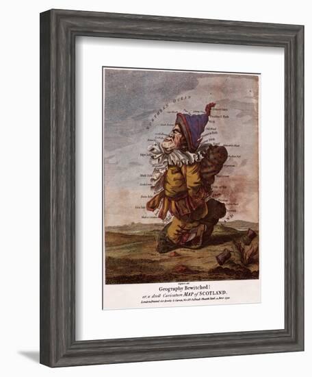 Satirical Map - Geography Bewitched Or, a Droll Caricature Map of Scotland-Robert Dighton-Framed Giclee Print