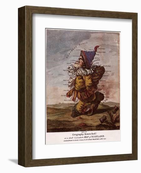 Satirical Map - Geography Bewitched Or, a Droll Caricature Map of Scotland-Robert Dighton-Framed Giclee Print