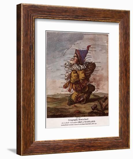 Satirical Map - Geography Bewitched Or, a Droll Caricature Map of Scotland-Robert Dighton-Framed Giclee Print