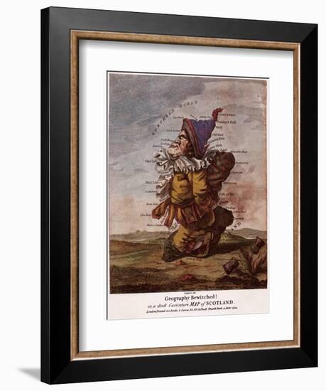 Satirical Map - Geography Bewitched Or, a Droll Caricature Map of Scotland-Robert Dighton-Framed Giclee Print