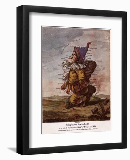 Satirical Map - Geography Bewitched Or, a Droll Caricature Map of Scotland-Robert Dighton-Framed Giclee Print