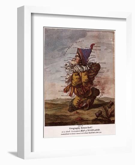 Satirical Map - Geography Bewitched Or, a Droll Caricature Map of Scotland-Robert Dighton-Framed Giclee Print