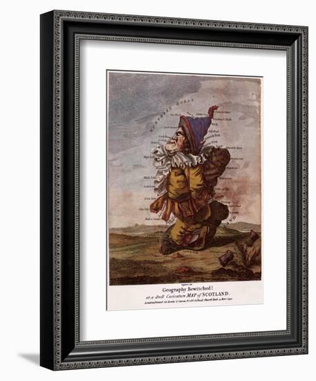 Satirical Map - Geography Bewitched Or, a Droll Caricature Map of Scotland-Robert Dighton-Framed Giclee Print