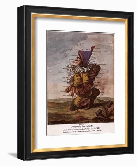 Satirical Map - Geography Bewitched Or, a Droll Caricature Map of Scotland-Robert Dighton-Framed Giclee Print