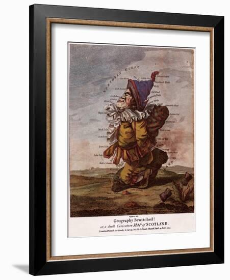 Satirical Map - Geography Bewitched Or, a Droll Caricature Map of Scotland-Robert Dighton-Framed Giclee Print