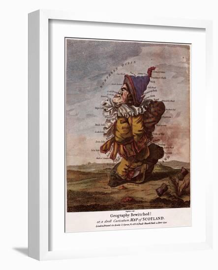 Satirical Map - Geography Bewitched Or, a Droll Caricature Map of Scotland-Robert Dighton-Framed Giclee Print