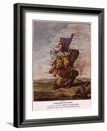 Satirical Map - Geography Bewitched Or, a Droll Caricature Map of Scotland-Robert Dighton-Framed Giclee Print