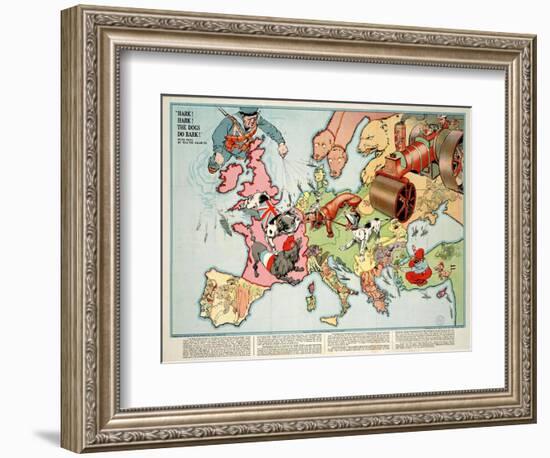 Satirical Map - Hark! Hark! the Dogs Do Bark! 1914-Walter Emanuel-Framed Giclee Print