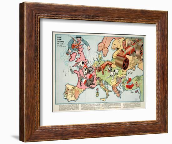 Satirical Map - Hark! Hark! the Dogs Do Bark! 1914-Walter Emanuel-Framed Giclee Print