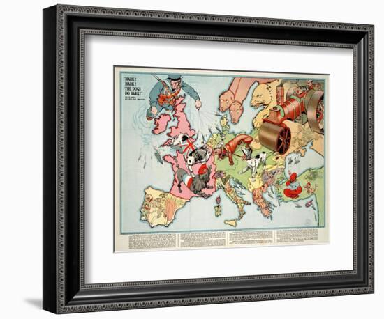 Satirical Map - Hark! Hark! the Dogs Do Bark! 1914-Walter Emanuel-Framed Giclee Print