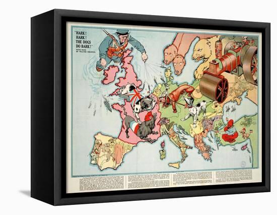 Satirical Map - Hark! Hark! the Dogs Do Bark! 1914-Walter Emanuel-Framed Premier Image Canvas