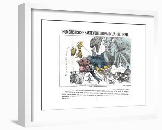 Satirical Map - Humoristische Karte Von Europa Im Jahre 1870-null-Framed Giclee Print