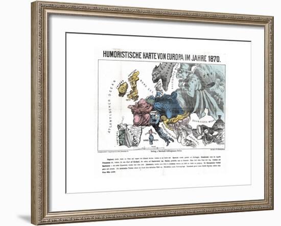 Satirical Map - Humoristische Karte Von Europa Im Jahre 1870-null-Framed Giclee Print