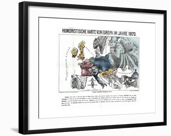 Satirical Map - Humoristische Karte Von Europa Im Jahre 1870-null-Framed Giclee Print