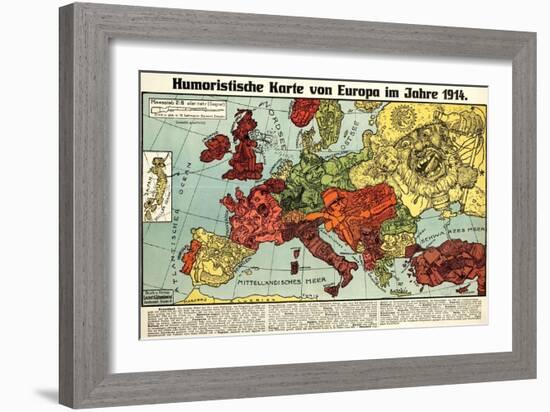 Satirical Map - Humoristische Karte Von Europa Im Jahre 1914-K. Lehmann-Dumont-Framed Giclee Print