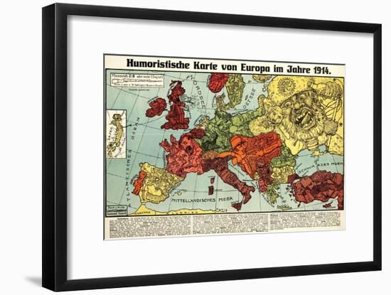 Satirical Map - Humoristische Karte Von Europa Im Jahre 1914-K. Lehmann-Dumont-Framed Giclee Print