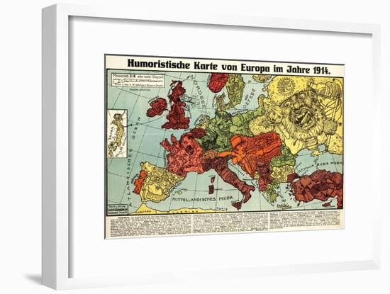 Satirical Map - Humoristische Karte Von Europa Im Jahre 1914-K. Lehmann-Dumont-Framed Giclee Print