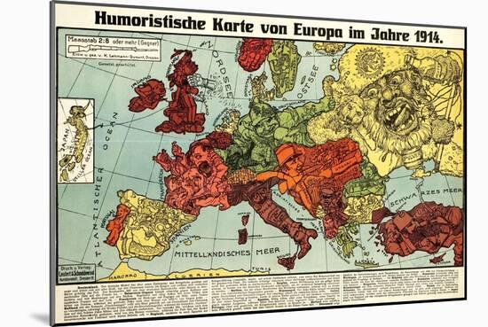 Satirical Map - Humoristische Karte Von Europa Im Jahre 1914-K. Lehmann-Dumont-Mounted Giclee Print