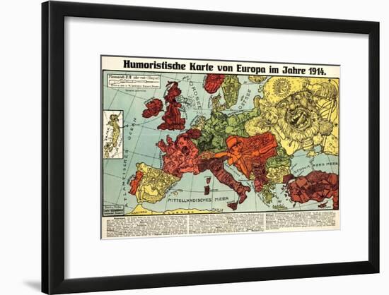 Satirical Map - Humoristische Karte Von Europa Im Jahre 1914-K. Lehmann-Dumont-Framed Giclee Print