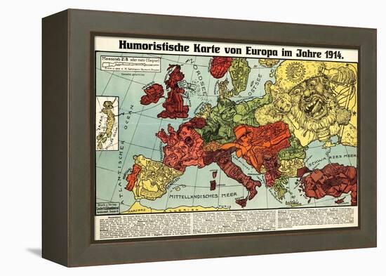 Satirical Map - Humoristische Karte Von Europa Im Jahre 1914-K. Lehmann-Dumont-Framed Premier Image Canvas