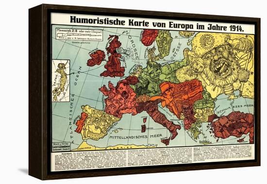 Satirical Map - Humoristische Karte Von Europa Im Jahre 1914-K. Lehmann-Dumont-Framed Premier Image Canvas