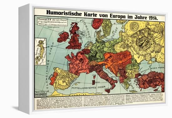 Satirical Map - Humoristische Karte Von Europa Im Jahre 1914-K. Lehmann-Dumont-Framed Premier Image Canvas