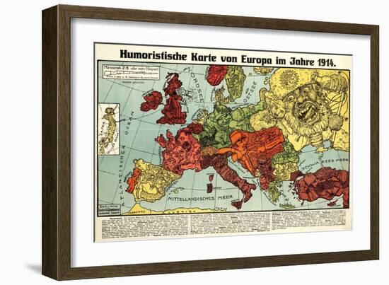 Satirical Map - Humoristische Karte Von Europa Im Jahre 1914-K. Lehmann-Dumont-Framed Giclee Print