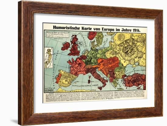 Satirical Map - Humoristische Karte Von Europa Im Jahre 1914-K. Lehmann-Dumont-Framed Giclee Print