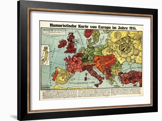 Satirical Map - Humoristische Karte Von Europa Im Jahre 1914-K. Lehmann-Dumont-Framed Giclee Print