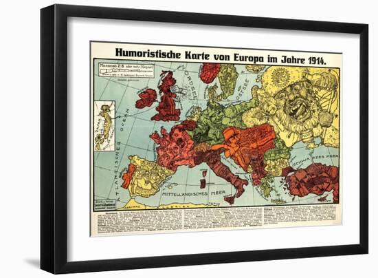 Satirical Map - Humoristische Karte Von Europa Im Jahre 1914-K. Lehmann-Dumont-Framed Giclee Print