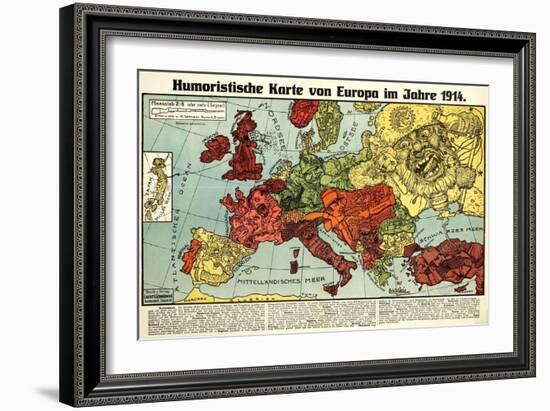 Satirical Map - Humoristische Karte Von Europa Im Jahre 1914-K. Lehmann-Dumont-Framed Giclee Print