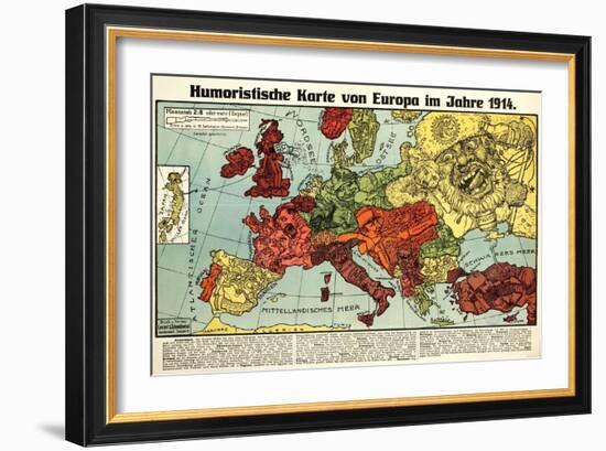 Satirical Map - Humoristische Karte Von Europa Im Jahre 1914-K. Lehmann-Dumont-Framed Giclee Print