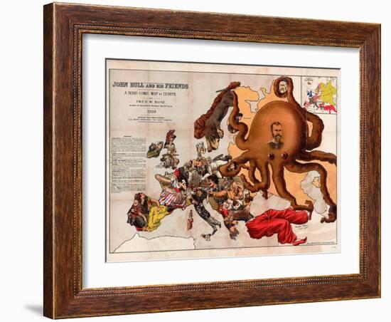 Satirical Map - John Bull and His Friends a Serio-Comic Map of Europe-Fred W Rose-Framed Giclee Print