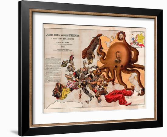 Satirical Map - John Bull and His Friends a Serio-Comic Map of Europe-Fred W Rose-Framed Giclee Print