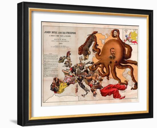 Satirical Map - John Bull and His Friends a Serio-Comic Map of Europe-Fred W Rose-Framed Giclee Print