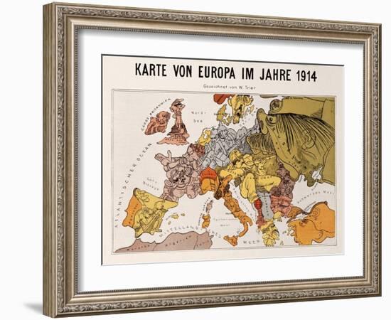 Satirical Map - Karte Von Europa Im Jahre 1914-W. Trier-Framed Giclee Print