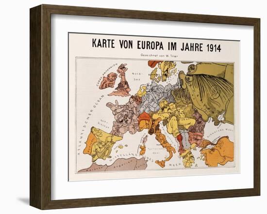 Satirical Map - Karte Von Europa Im Jahre 1914-W. Trier-Framed Giclee Print