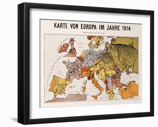 Satirical Map - Karte Von Europa Im Jahre 1914-W. Trier-Framed Giclee Print