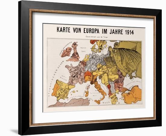 Satirical Map - Karte Von Europa Im Jahre 1914-W. Trier-Framed Giclee Print