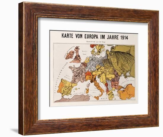 Satirical Map - Karte Von Europa Im Jahre 1914-W. Trier-Framed Giclee Print