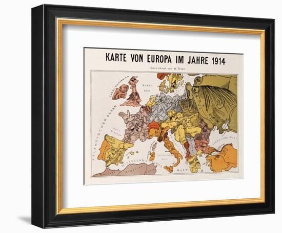 Satirical Map - Karte Von Europa Im Jahre 1914-W. Trier-Framed Giclee Print