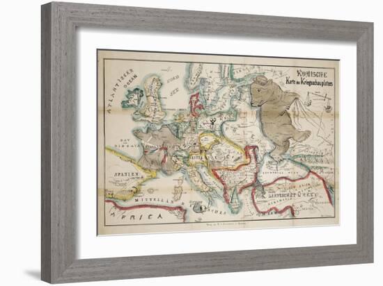 Satirical Map - Komische Karte des Kriegsschauplatzes-null-Framed Giclee Print