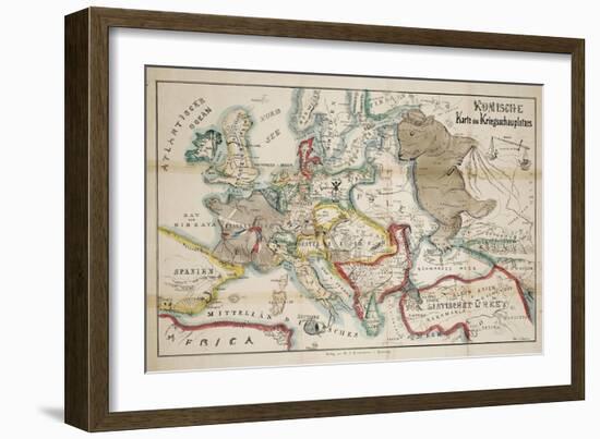 Satirical Map - Komische Karte des Kriegsschauplatzes-null-Framed Giclee Print