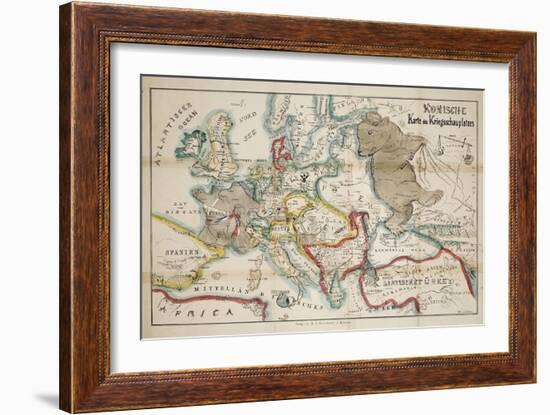 Satirical Map - Komische Karte des Kriegsschauplatzes-null-Framed Giclee Print