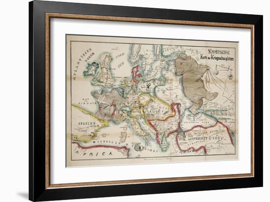 Satirical Map - Komische Karte des Kriegsschauplatzes-null-Framed Giclee Print