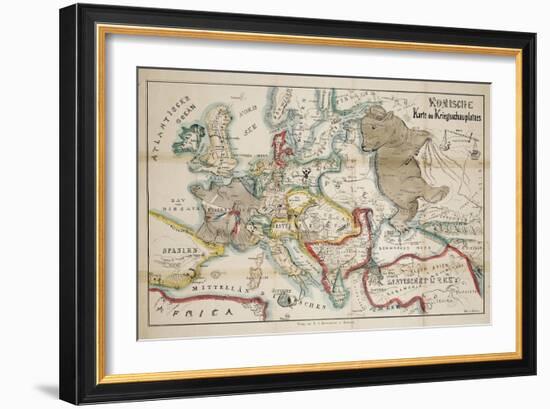 Satirical Map - Komische Karte des Kriegsschauplatzes-null-Framed Giclee Print